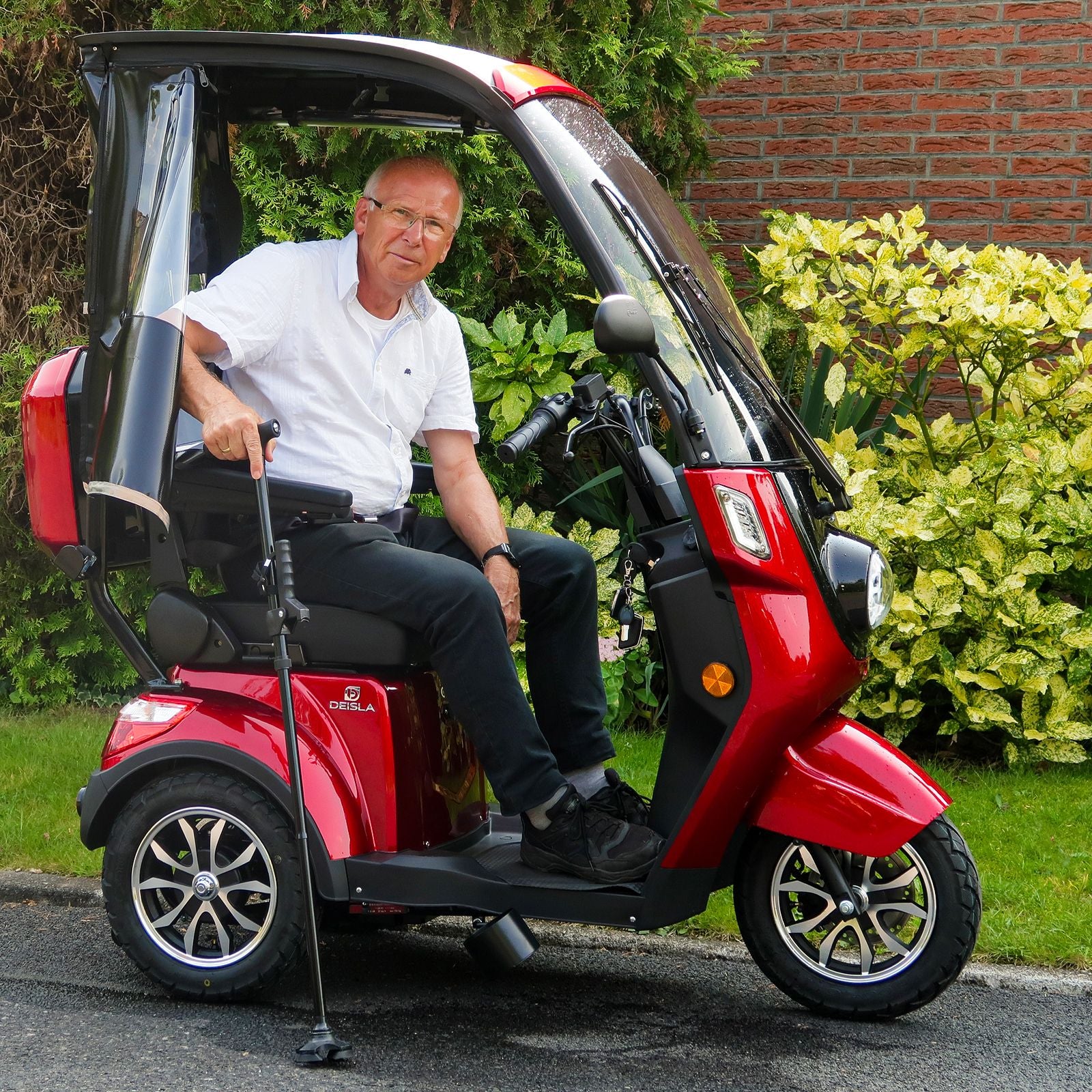 Deisla, Dreirad DS3-25 mit Dach und Wetterschutz, Lithium-Akku, Rot, 25 km/h Deisla, Dreirad DS3-25 mit Dach und Wetterschutz, Lithium-Akku, Rot, 25 km/h